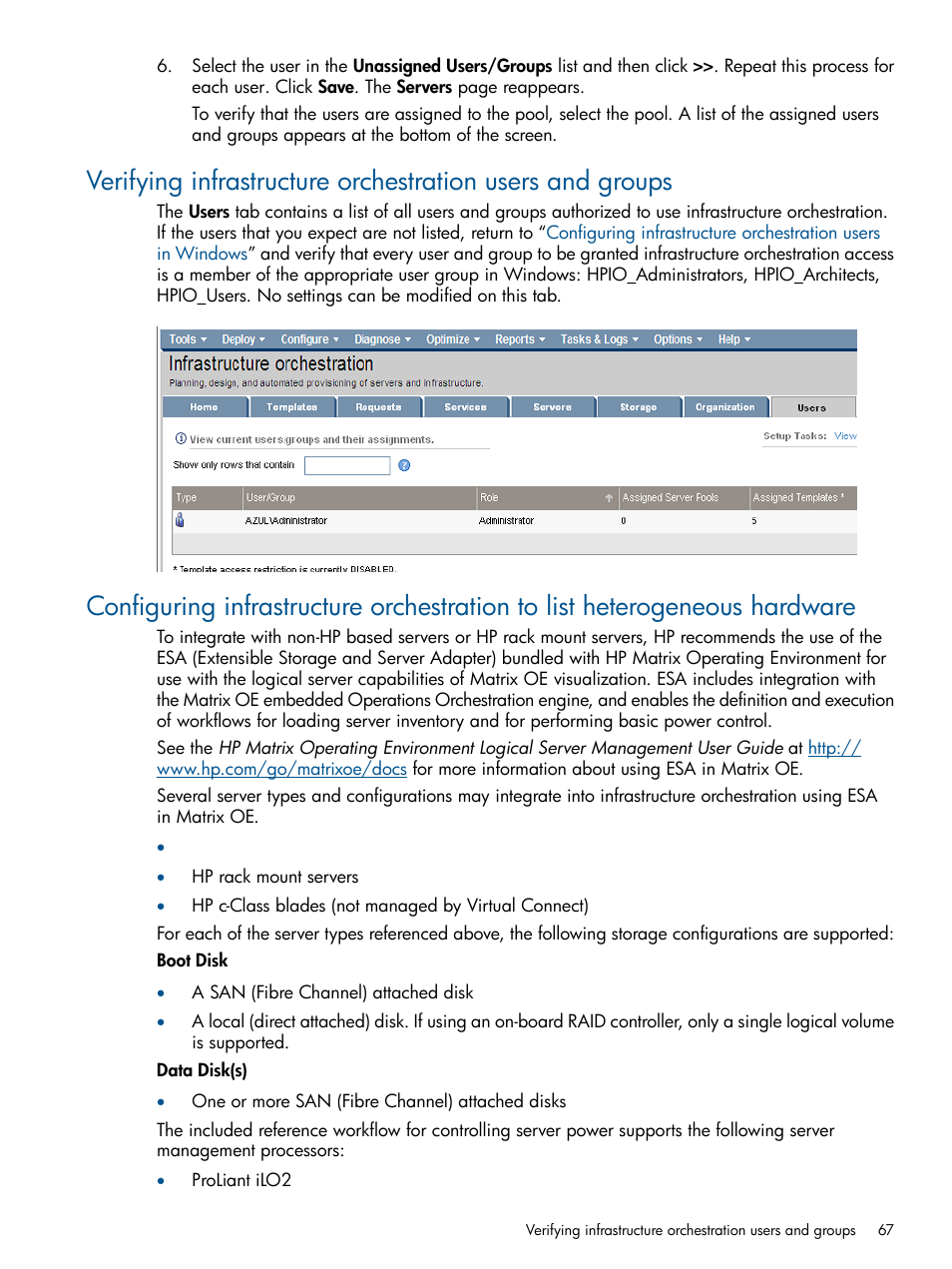 HP Matrix Operating Environment Software User Manual | Page 67 / 209