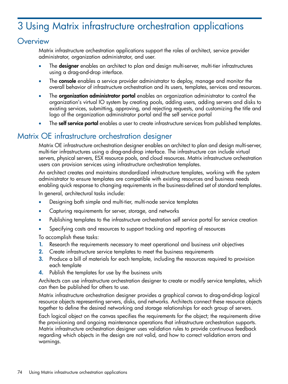 Overview, Matrix oe infrastructure orchestration designer | HP Matrix Operating Environment Software User Manual | Page 74 / 209