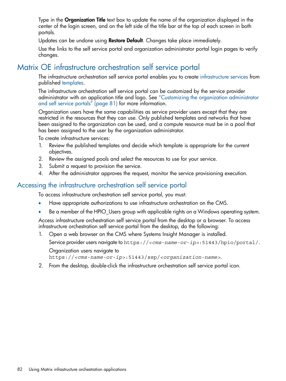 HP Matrix Operating Environment Software User Manual | Page 82 / 209
