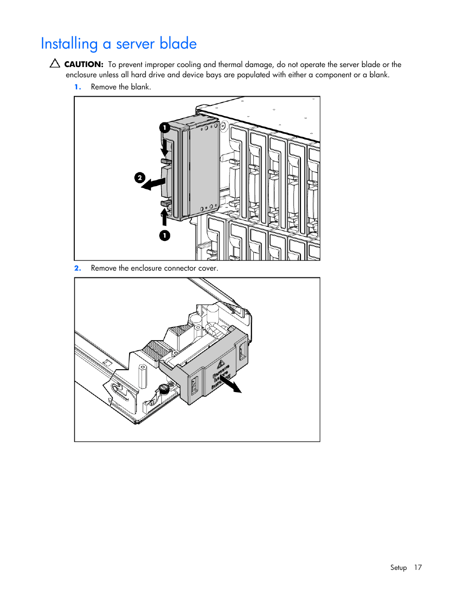 Installing a server blade | HP ProLiant BL465c Server Blade User Manual | Page 17 / 87