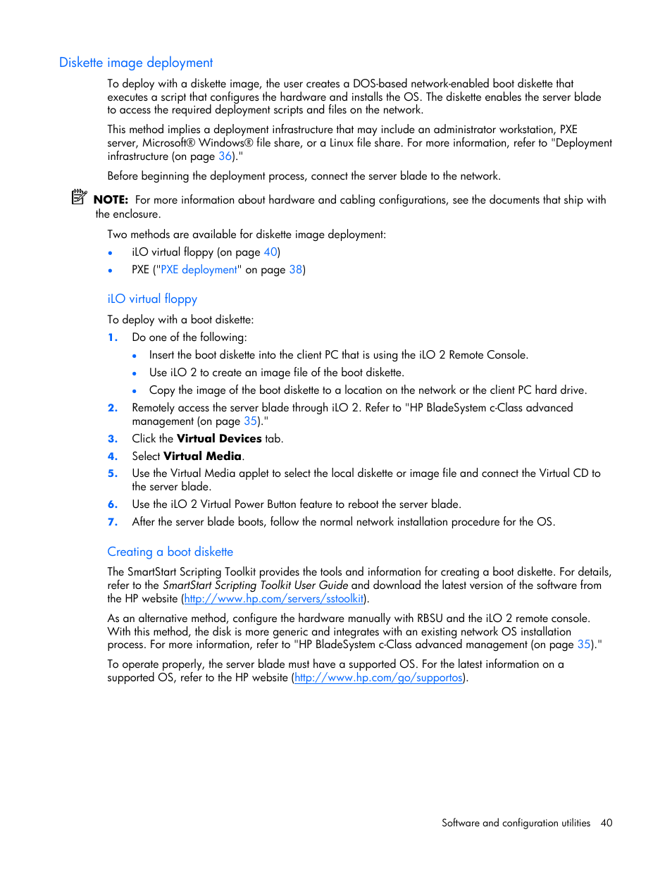 Diskette image deployment | HP ProLiant BL465c Server Blade User Manual | Page 40 / 87