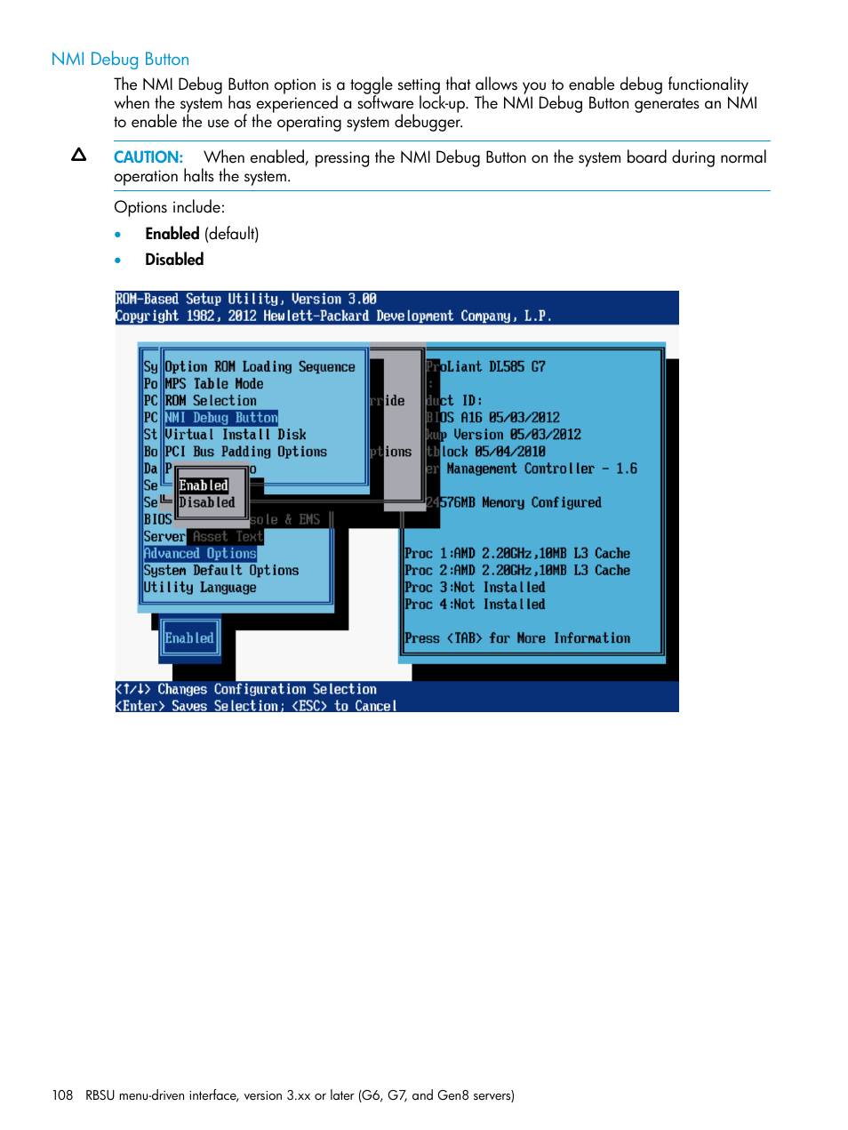 Nmi debug button | HP ROM-Based Setup Utility User Manual | Page 108 / 221