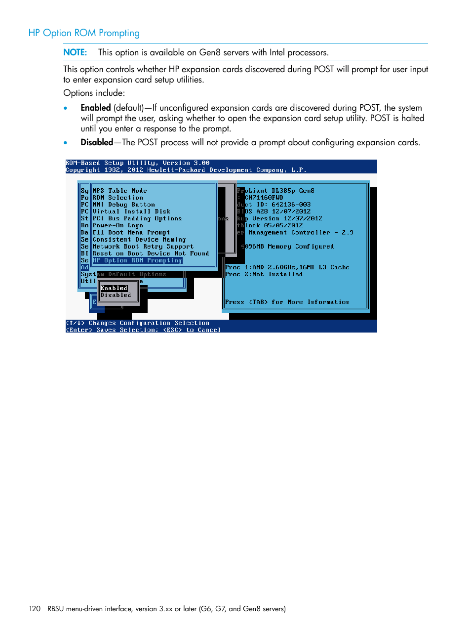 Hp option rom prompting | HP ROM-Based Setup Utility User Manual | Page 120 / 221