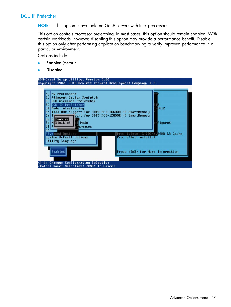 Dcu ip prefetcher | HP ROM-Based Setup Utility User Manual | Page 131 / 221