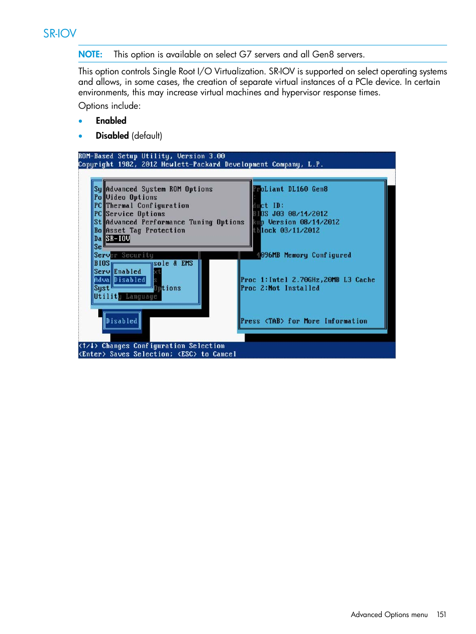 Sr-iov | HP ROM-Based Setup Utility User Manual | Page 151 / 221