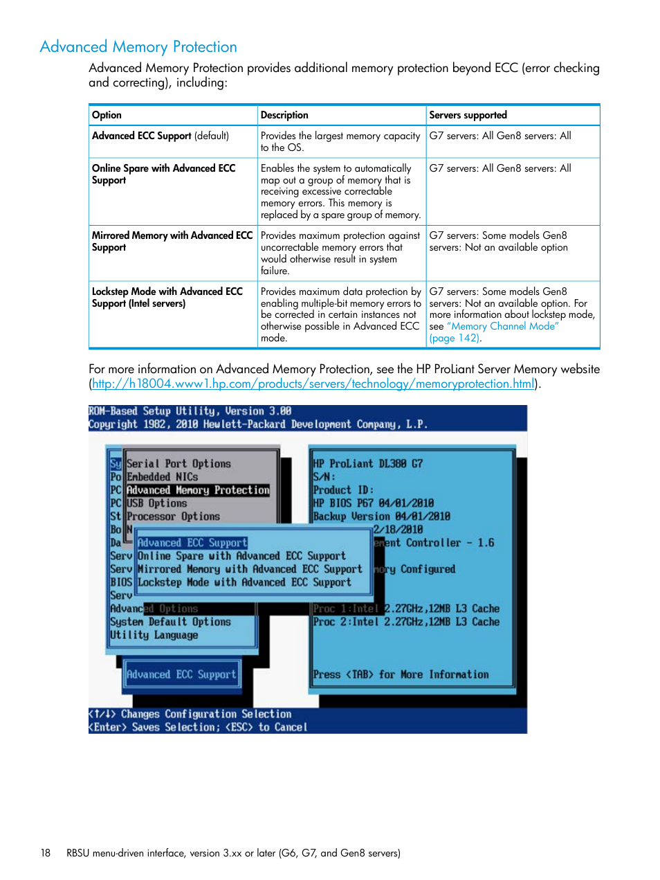 Advanced memory protection | HP ROM-Based Setup Utility User Manual | Page 18 / 221