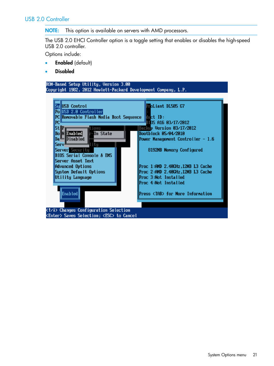 Usb 2.0 controller | HP ROM-Based Setup Utility User Manual | Page 21 / 221