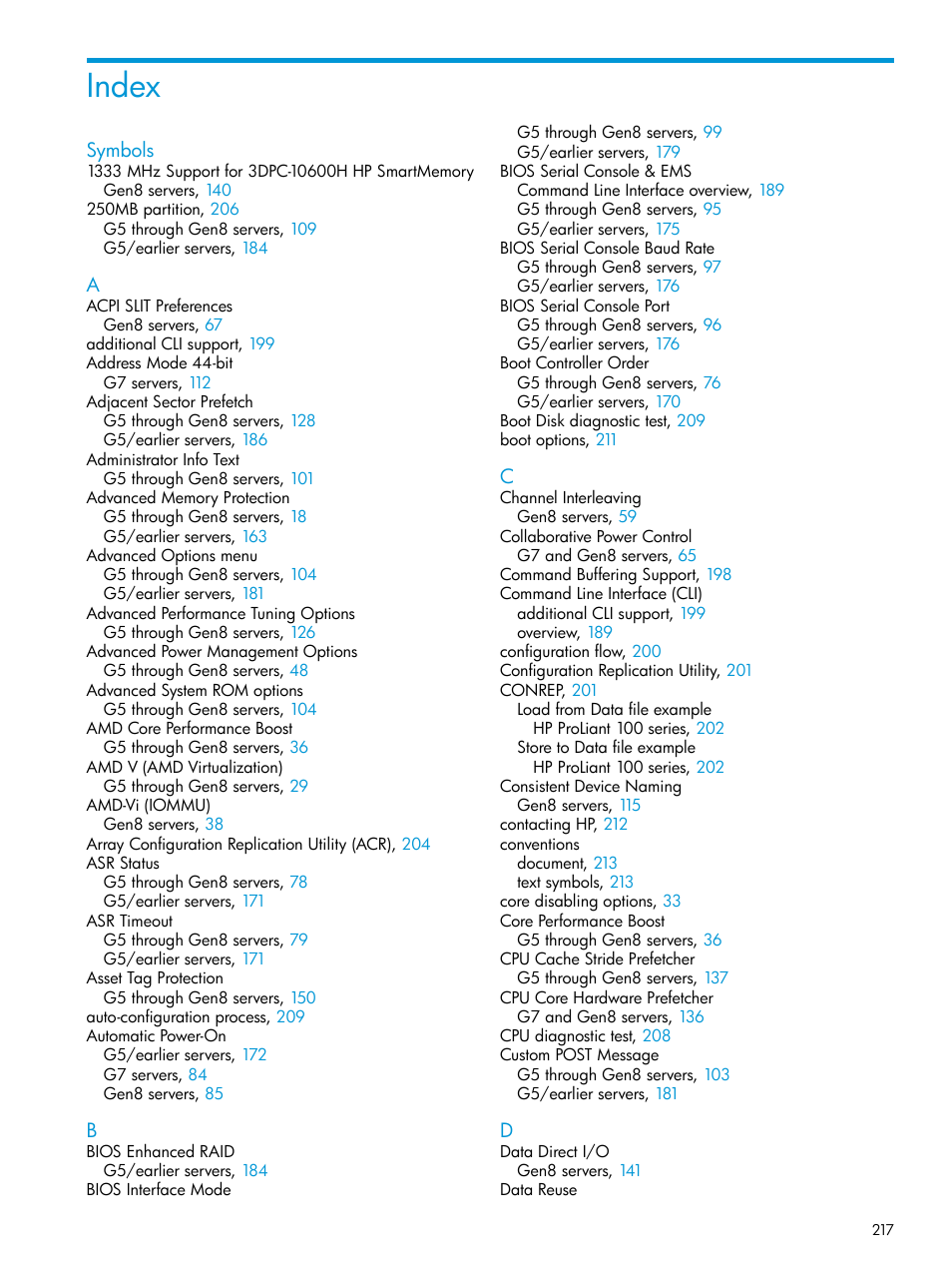 Index | HP ROM-Based Setup Utility User Manual | Page 217 / 221