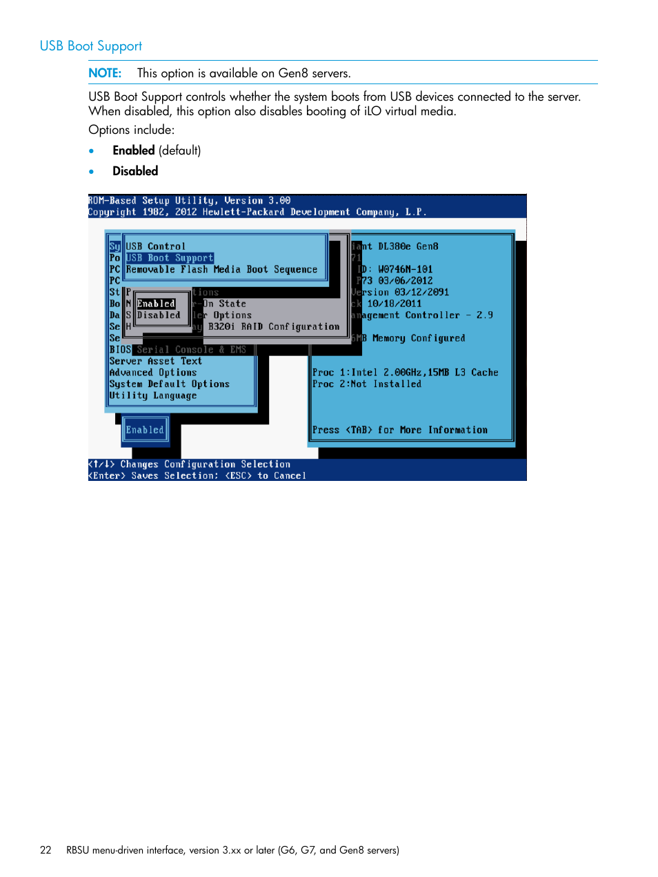 Usb boot support | HP ROM-Based Setup Utility User Manual | Page 22 / 221