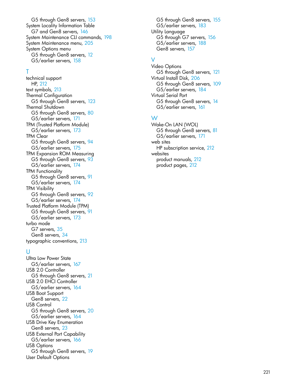 HP ROM-Based Setup Utility User Manual | Page 221 / 221