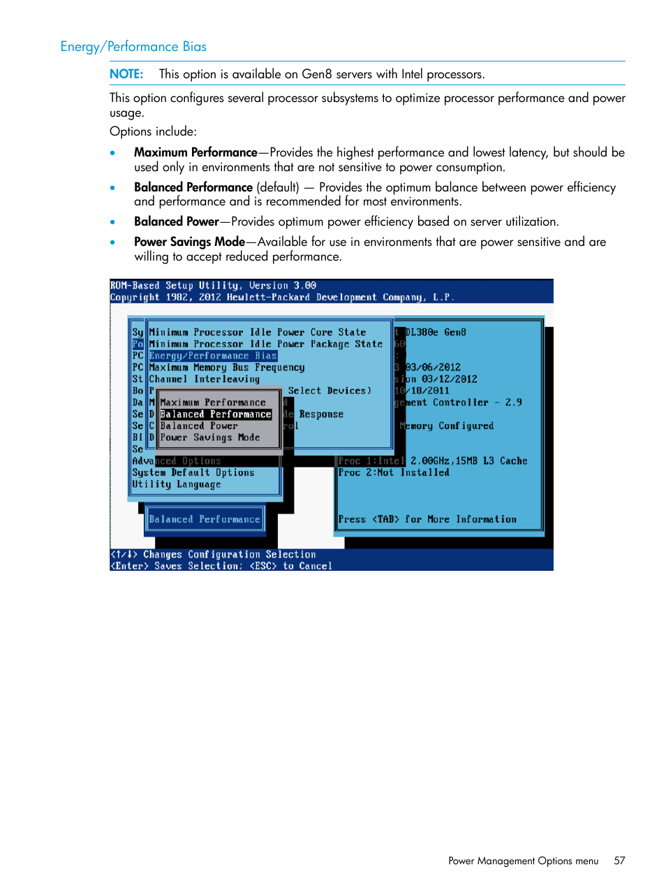 Energy/performance bias | HP ROM-Based Setup Utility User Manual | Page 57 / 221