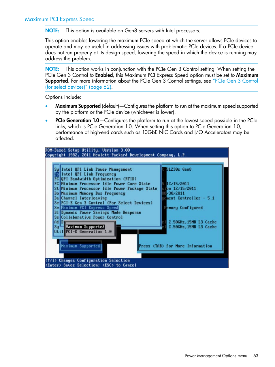 Maximum pci express speed | HP ROM-Based Setup Utility User Manual | Page 63 / 221