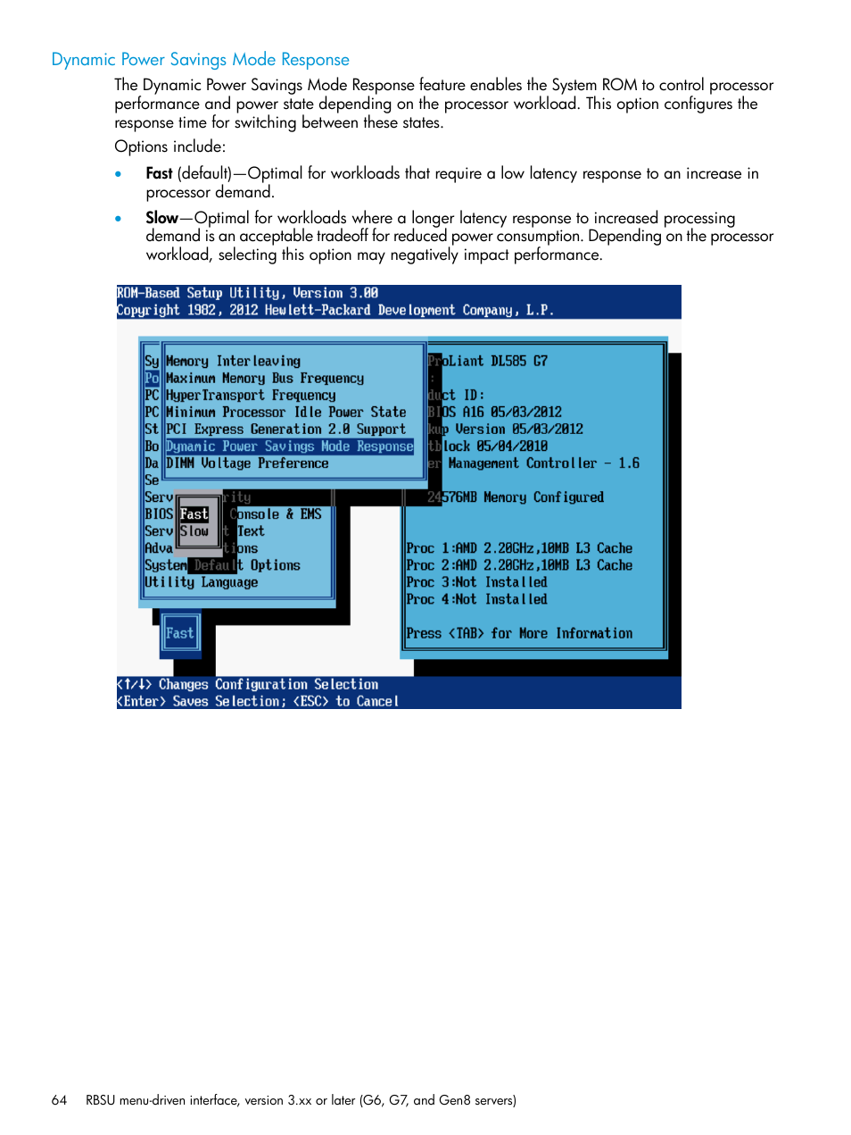 Dynamic power savings mode response | HP ROM-Based Setup Utility User Manual | Page 64 / 221