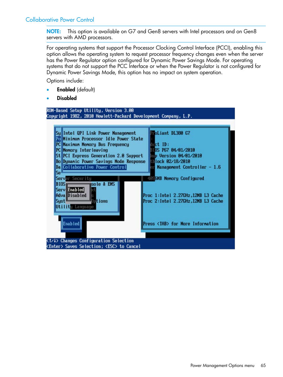 Collaborative power control | HP ROM-Based Setup Utility User Manual | Page 65 / 221