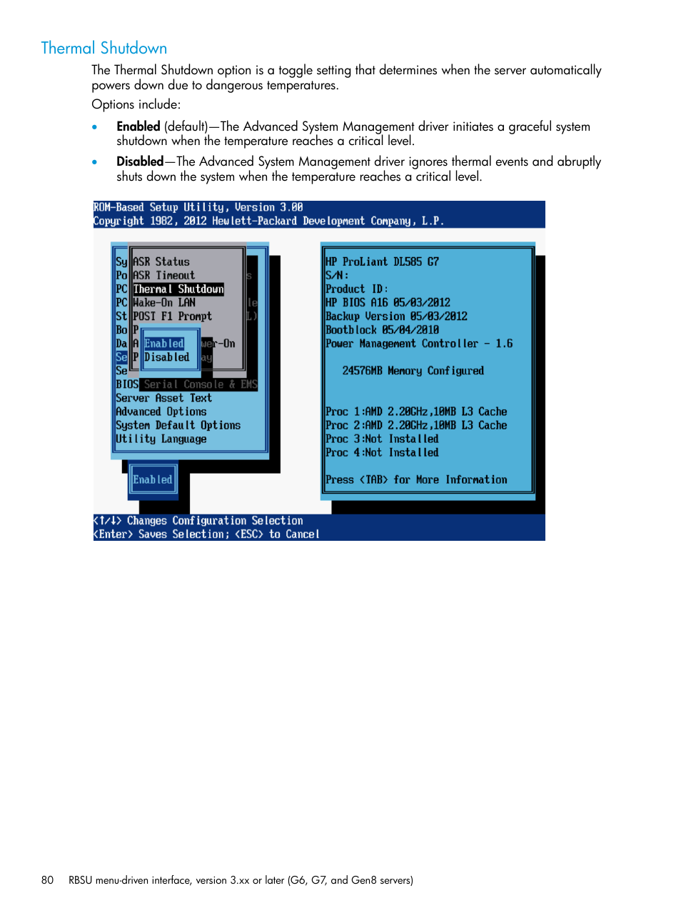 Thermal shutdown | HP ROM-Based Setup Utility User Manual | Page 80 / 221