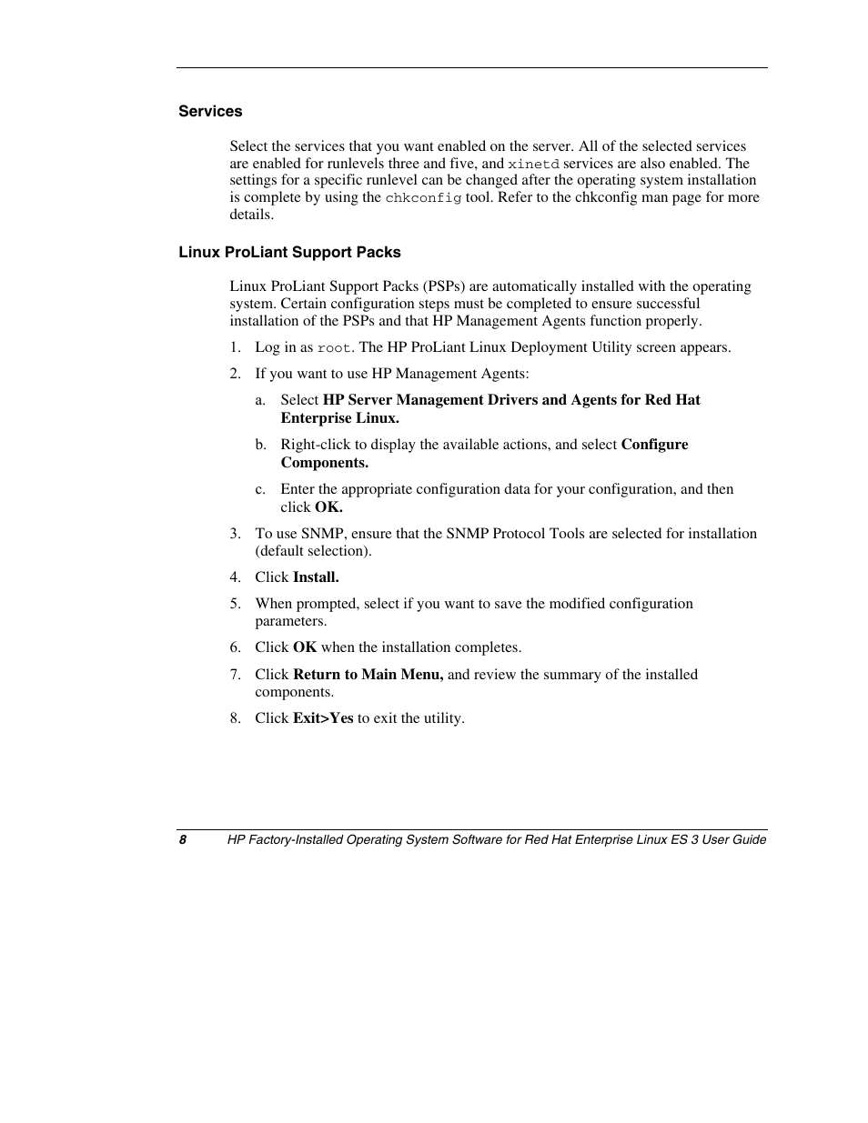 Services, Linux proliant support packs | HP ProLiant DL380 Server User Manual | Page 8 / 16