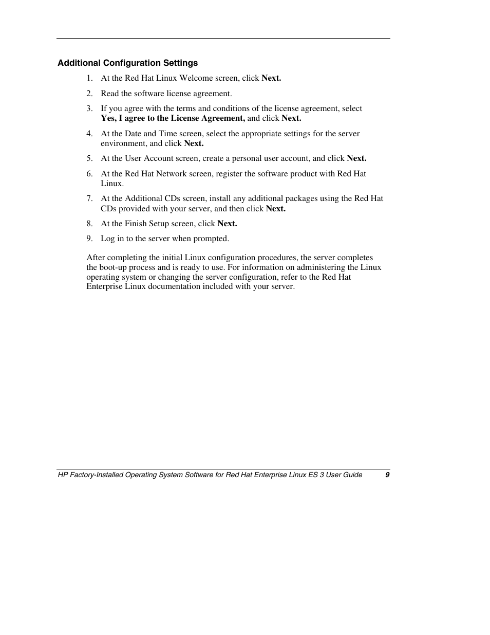 Additional configuration settings | HP ProLiant DL380 Server User Manual | Page 9 / 16