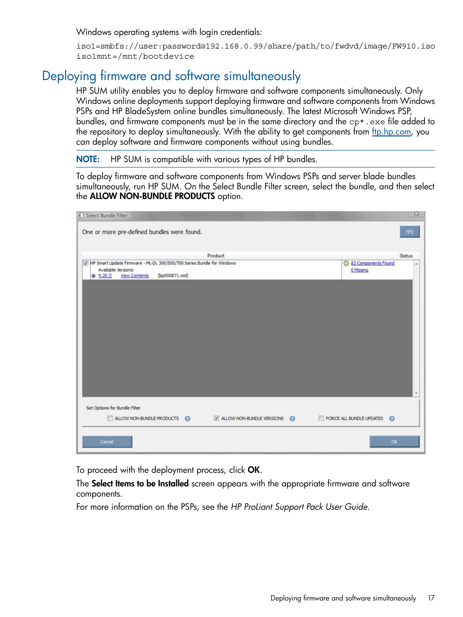 Deploying firmware and software simultaneously | HP ProLiant BL465c Server Blade User Manual | Page 17 / 47