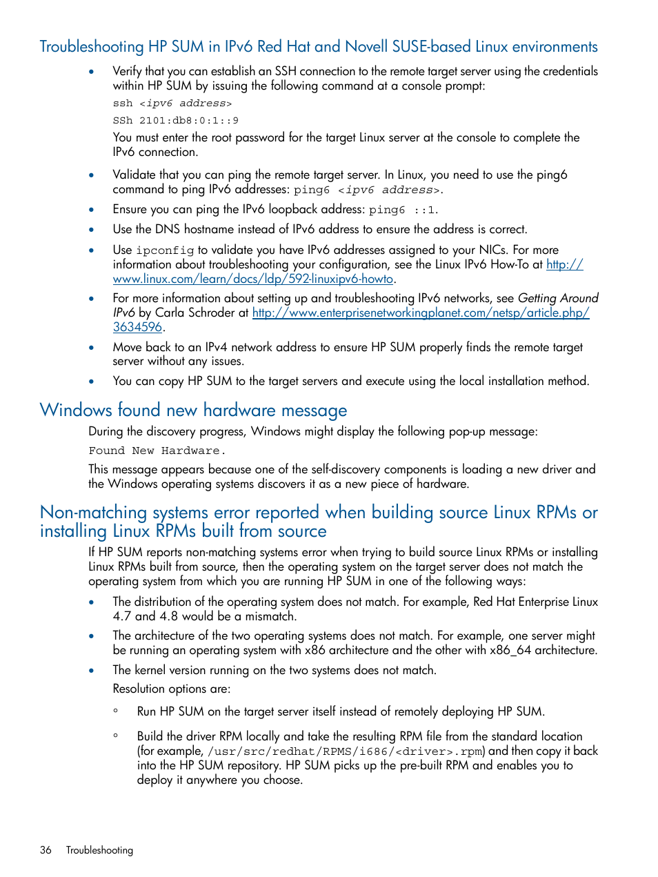 Windows found new hardware message | HP ProLiant BL465c Server Blade User Manual | Page 36 / 47