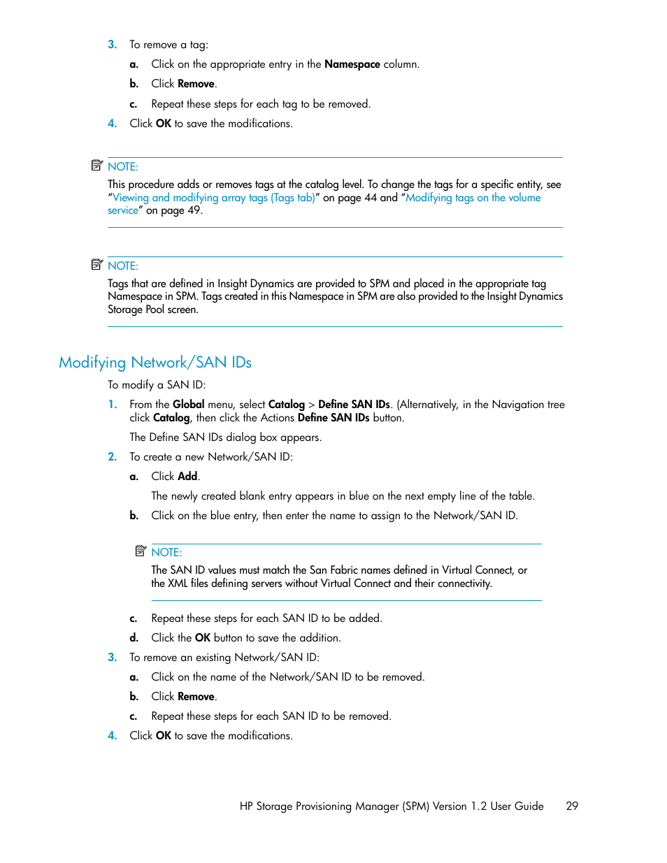 Modifying network/san ids | HP Matrix Operating Environment Software User Manual | Page 29 / 80