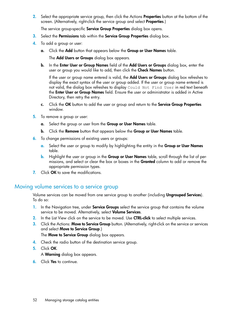 Moving volume services to a service group | HP Matrix Operating Environment Software User Manual | Page 52 / 80