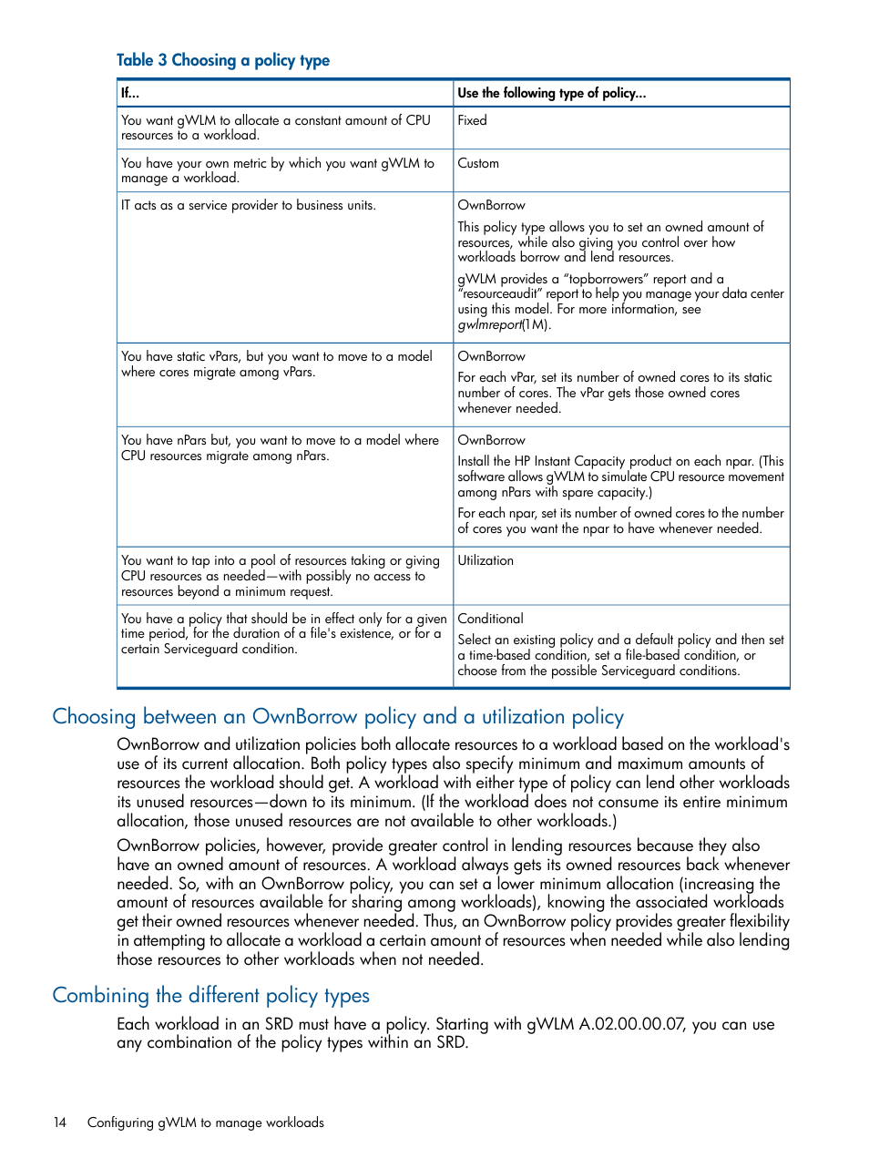 Combining the different policy types | HP Matrix Operating Environment Software User Manual | Page 14 / 61