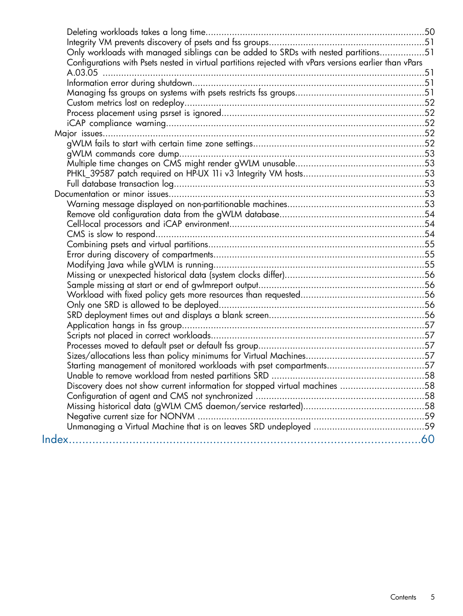 Index | HP Matrix Operating Environment Software User Manual | Page 5 / 61