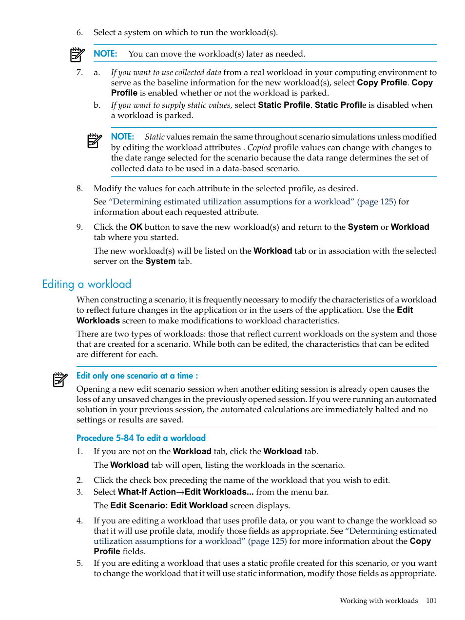 Editing a workload | HP Matrix Operating Environment Software User Manual | Page 101 / 198