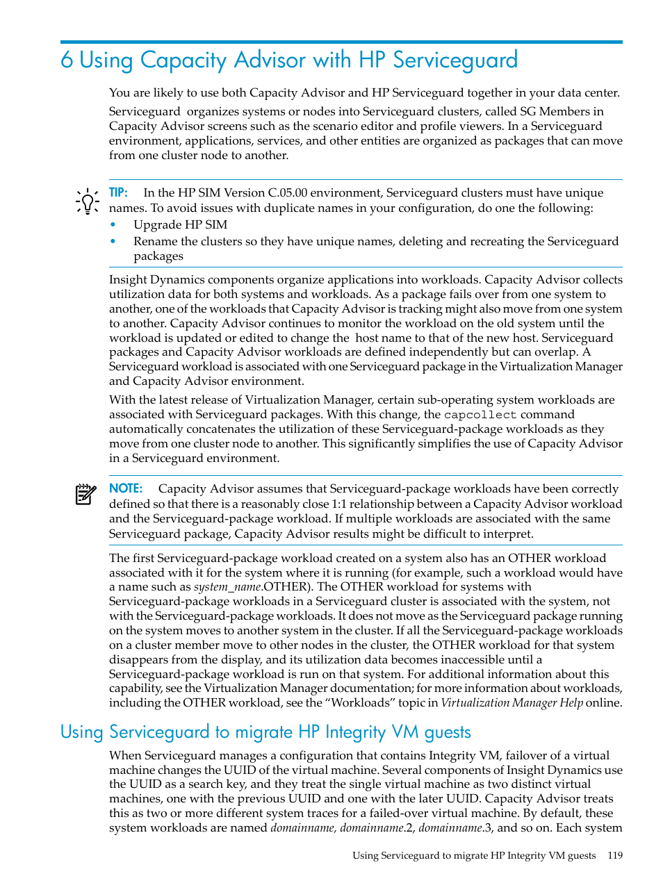 6 using capacity advisor with hp serviceguard | HP Matrix Operating Environment Software User Manual | Page 119 / 198