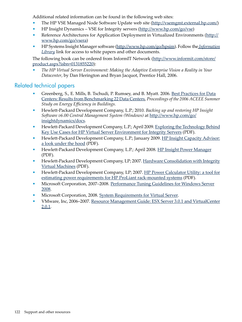 Related technical papers | HP Matrix Operating Environment Software User Manual | Page 122 / 198