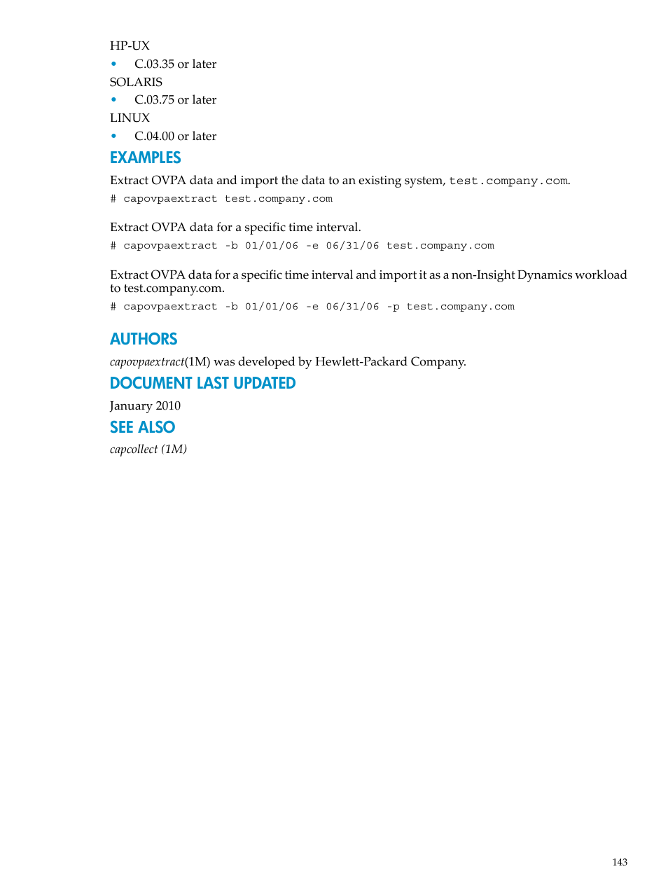 Examples, Authors, Document last updated | See also | HP Matrix Operating Environment Software User Manual | Page 143 / 198