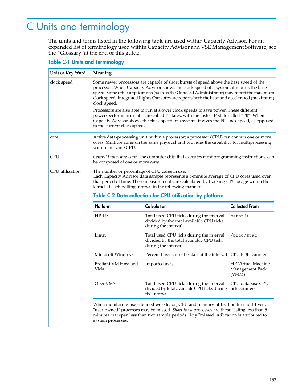 C units and terminology | HP Matrix Operating Environment Software User Manual | Page 153 / 198