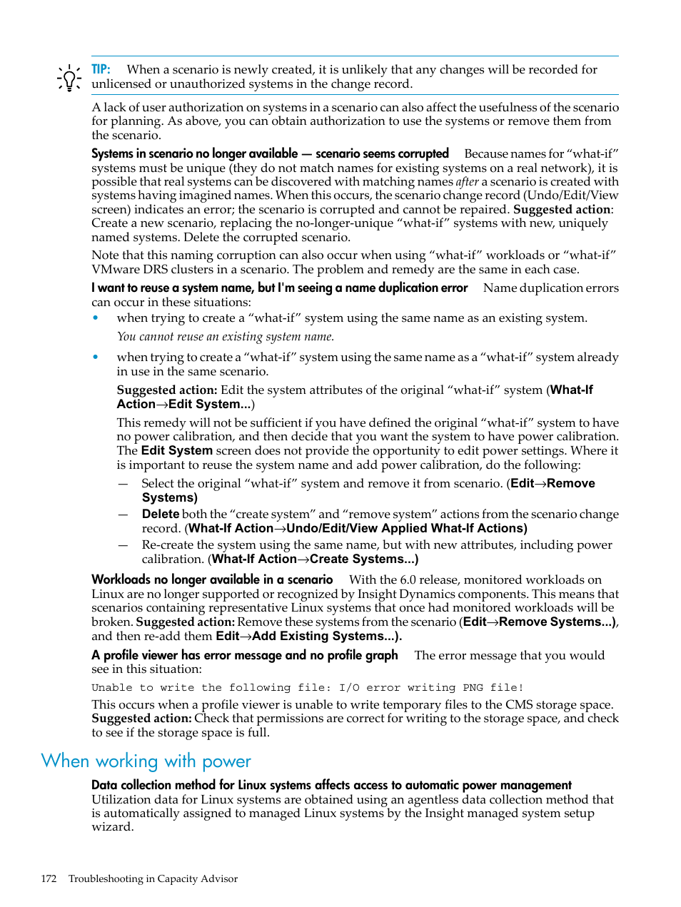 When working with power | HP Matrix Operating Environment Software User Manual | Page 172 / 198