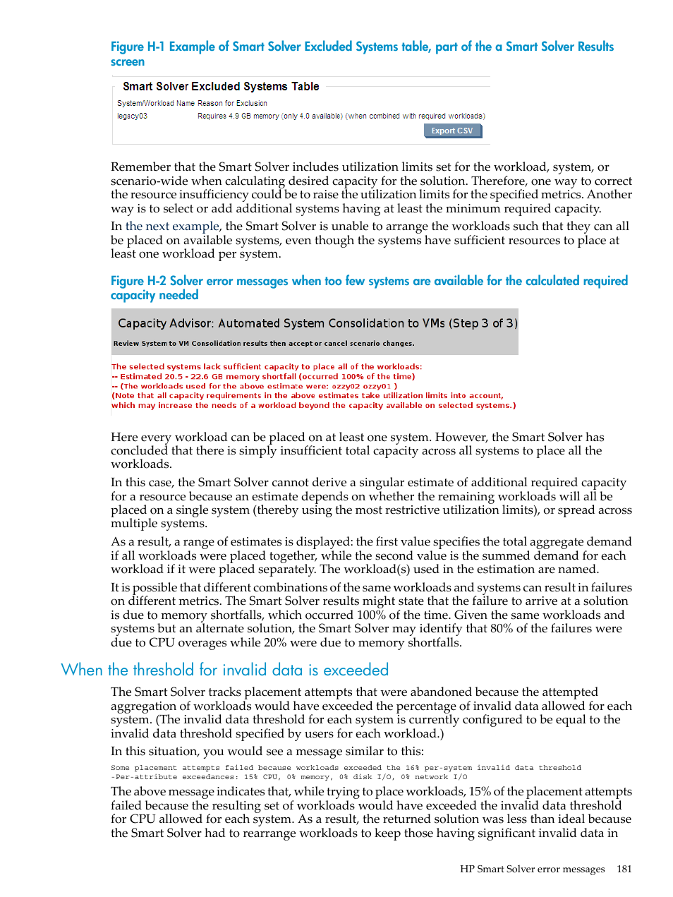 When the threshold for invalid data is exceeded, When the | HP Matrix Operating Environment Software User Manual | Page 181 / 198