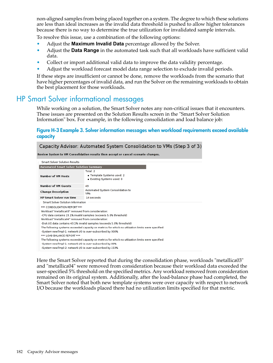 Hp smart solver informational messages | HP Matrix Operating Environment Software User Manual | Page 182 / 198