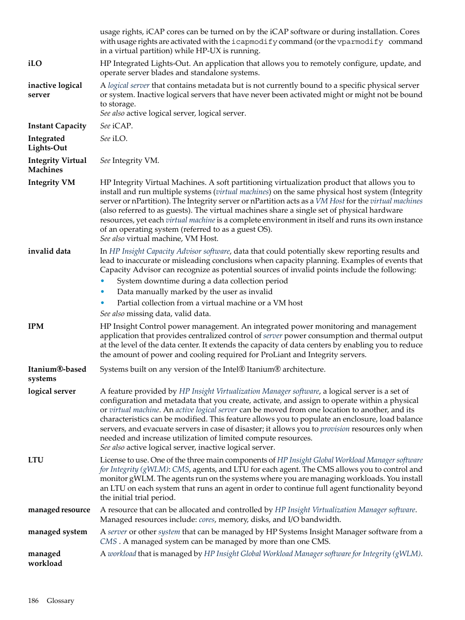 Logical server | HP Matrix Operating Environment Software User Manual | Page 186 / 198