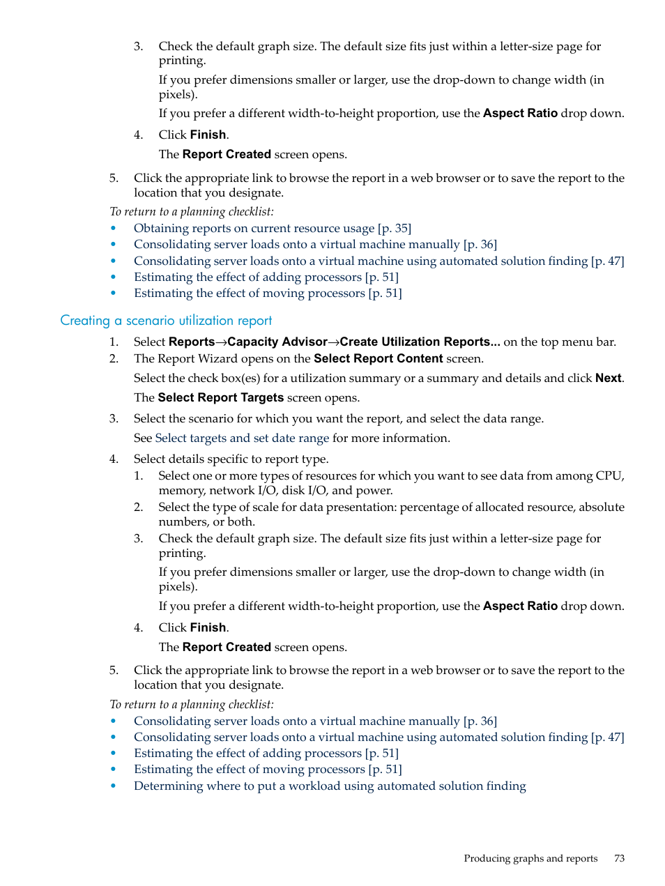 Creating a scenario utilization report | HP Matrix Operating Environment Software User Manual | Page 73 / 198
