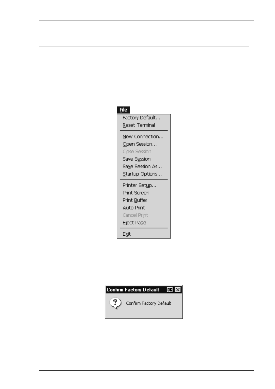 Menu descriptions, File menu, Reset terminal | Terminal reset, Menu descriptions -7, File menu -7 | HP Compaq t5510 Thin Client User Manual | Page 63 / 338