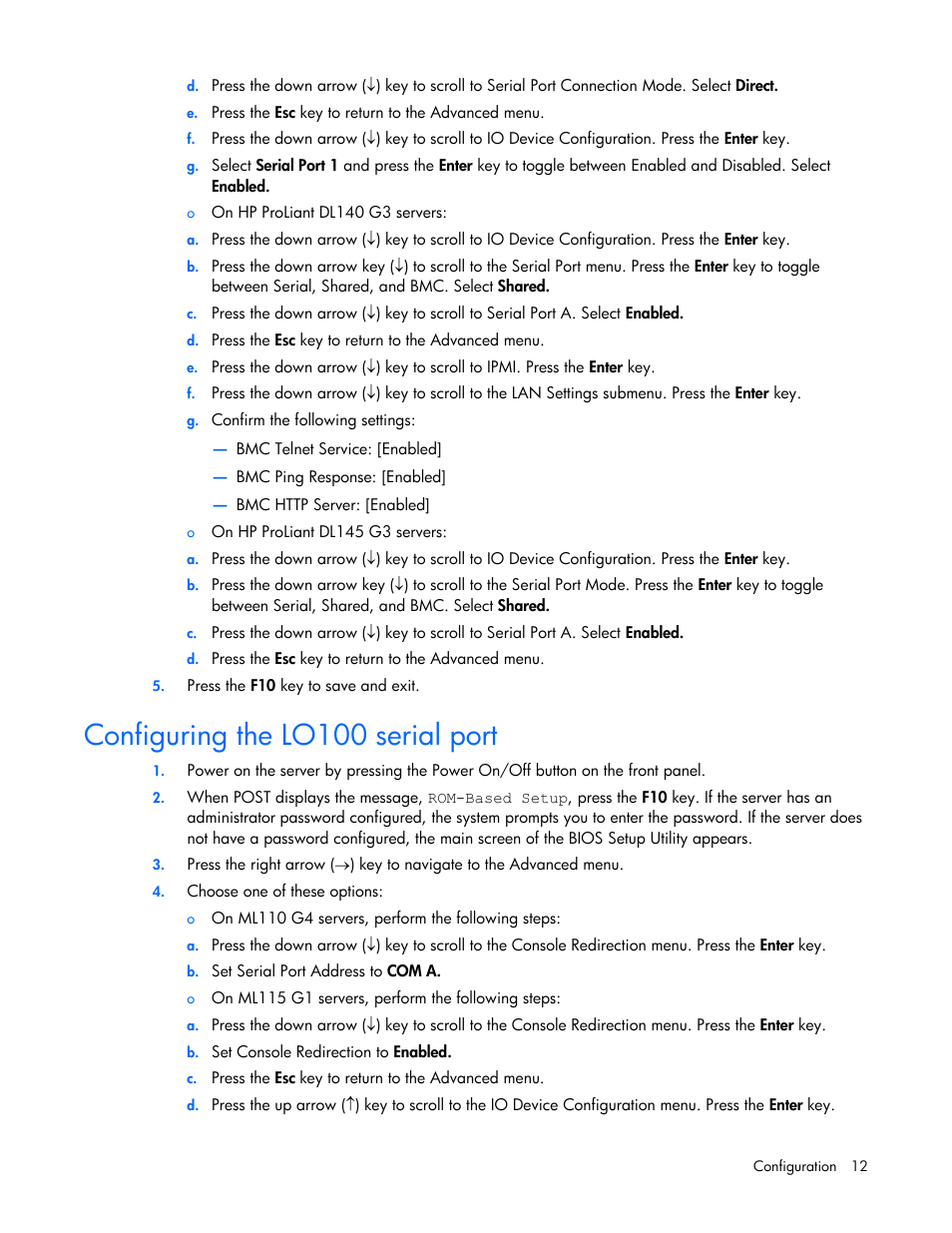 Configuring the lo100 serial port | HP ProLiant DL145 G3 Server User Manual | Page 12 / 63