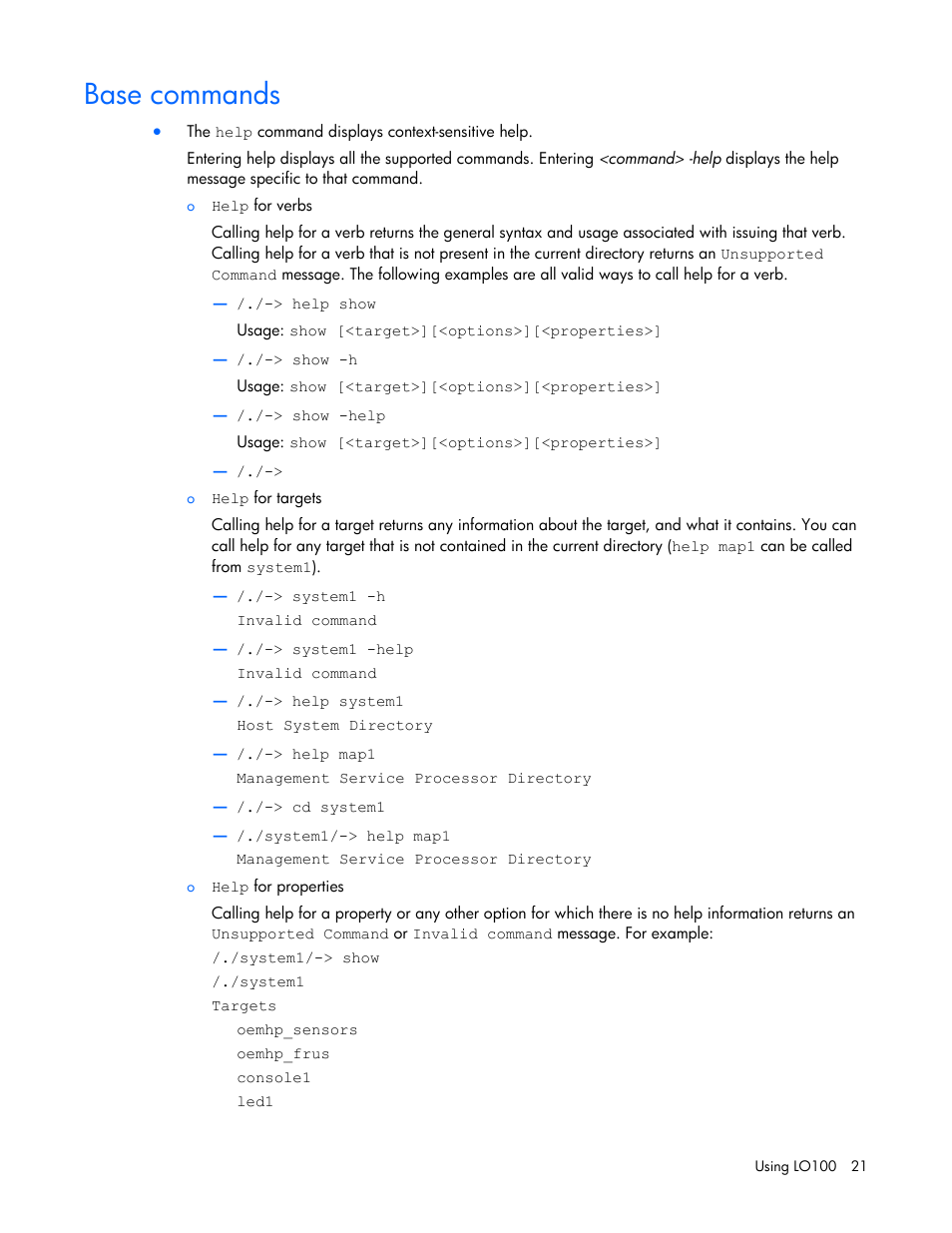 Base commands | HP ProLiant DL145 G3 Server User Manual | Page 21 / 63