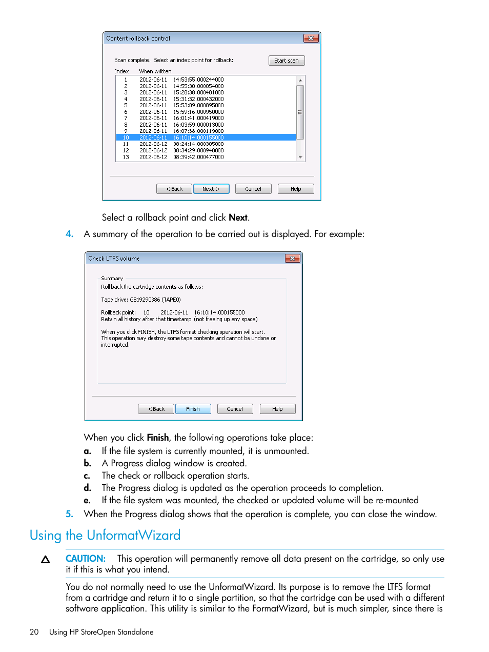 Using the unformatwizard | HP StoreEver Ultrium Tape Drives User Manual | Page 20 / 28