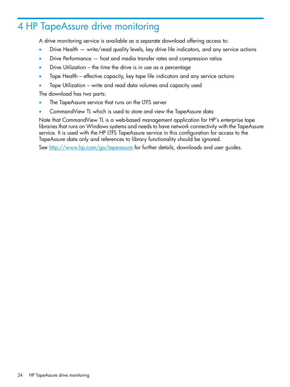4 hp tapeassure drive monitoring | HP StoreEver Ultrium Tape Drives User Manual | Page 24 / 28