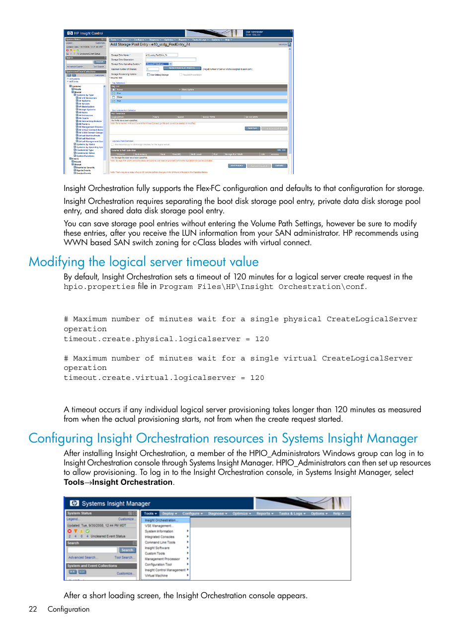 Modifying the logical server timeout value | HP Matrix Operating Environment Software User Manual | Page 22 / 97