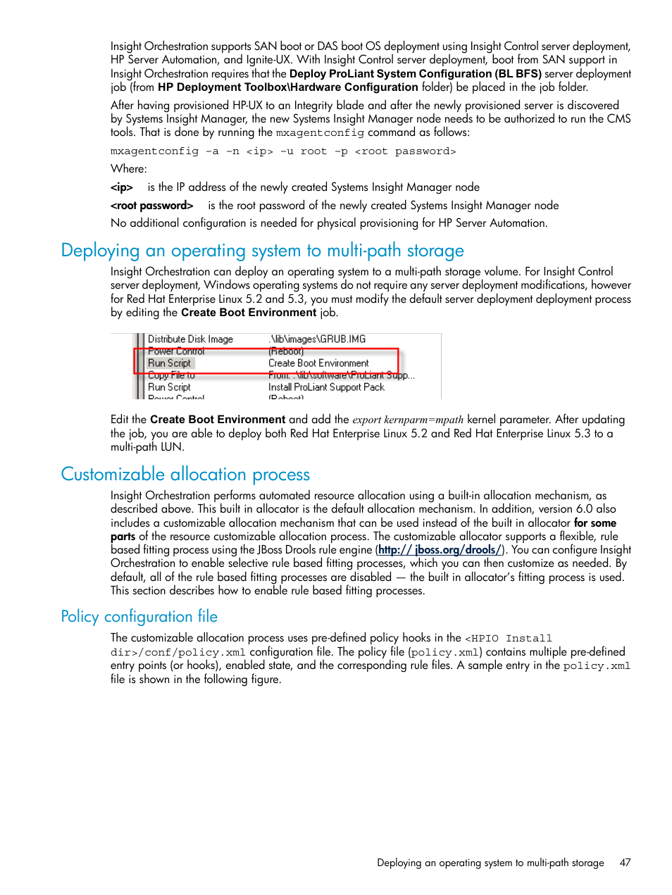 Customizable allocation process, Policy configuration file | HP Matrix Operating Environment Software User Manual | Page 47 / 97