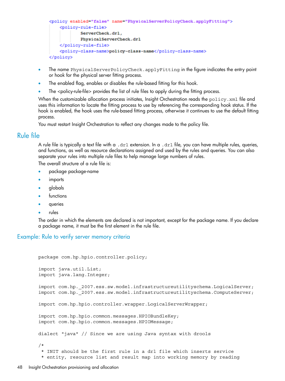 Rule file | HP Matrix Operating Environment Software User Manual | Page 48 / 97