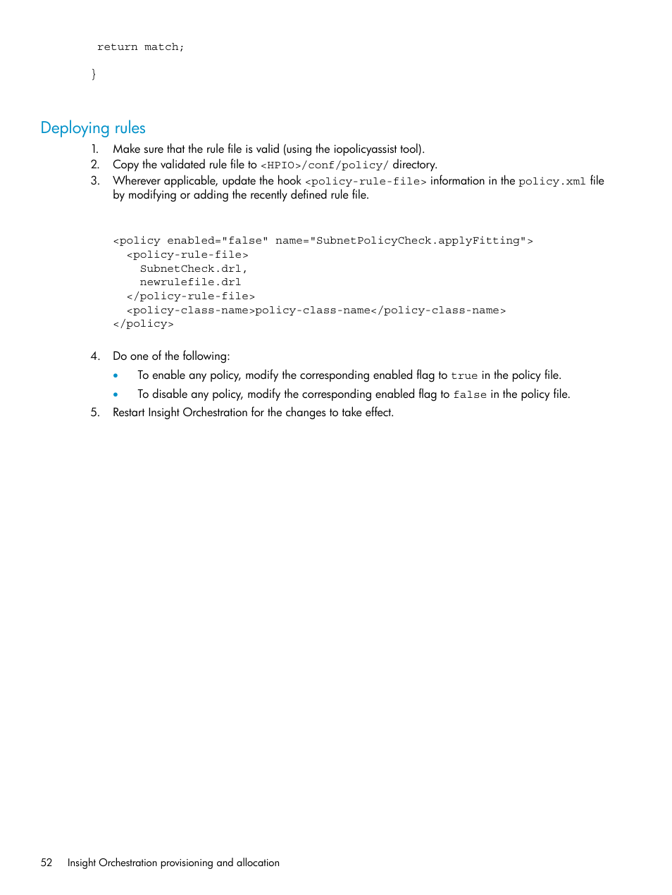 Deploying rules | HP Matrix Operating Environment Software User Manual | Page 52 / 97