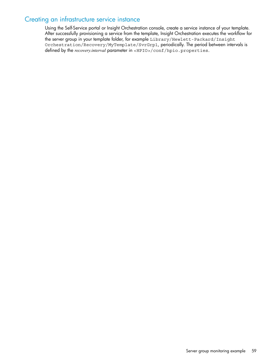 Creating an infrastructure service instance | HP Matrix Operating Environment Software User Manual | Page 59 / 97