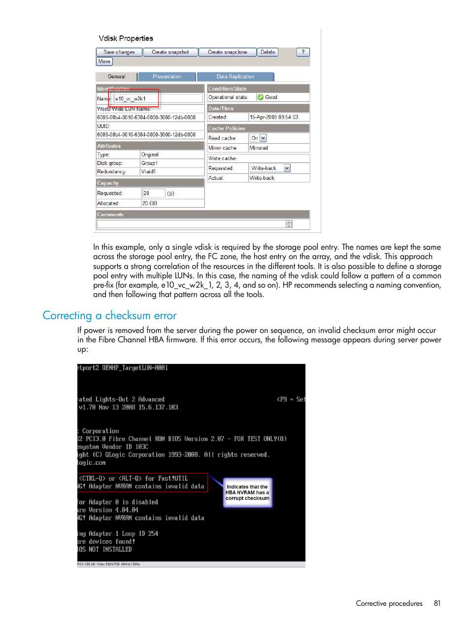 Correcting a checksum error | HP Matrix Operating Environment Software User Manual | Page 81 / 97