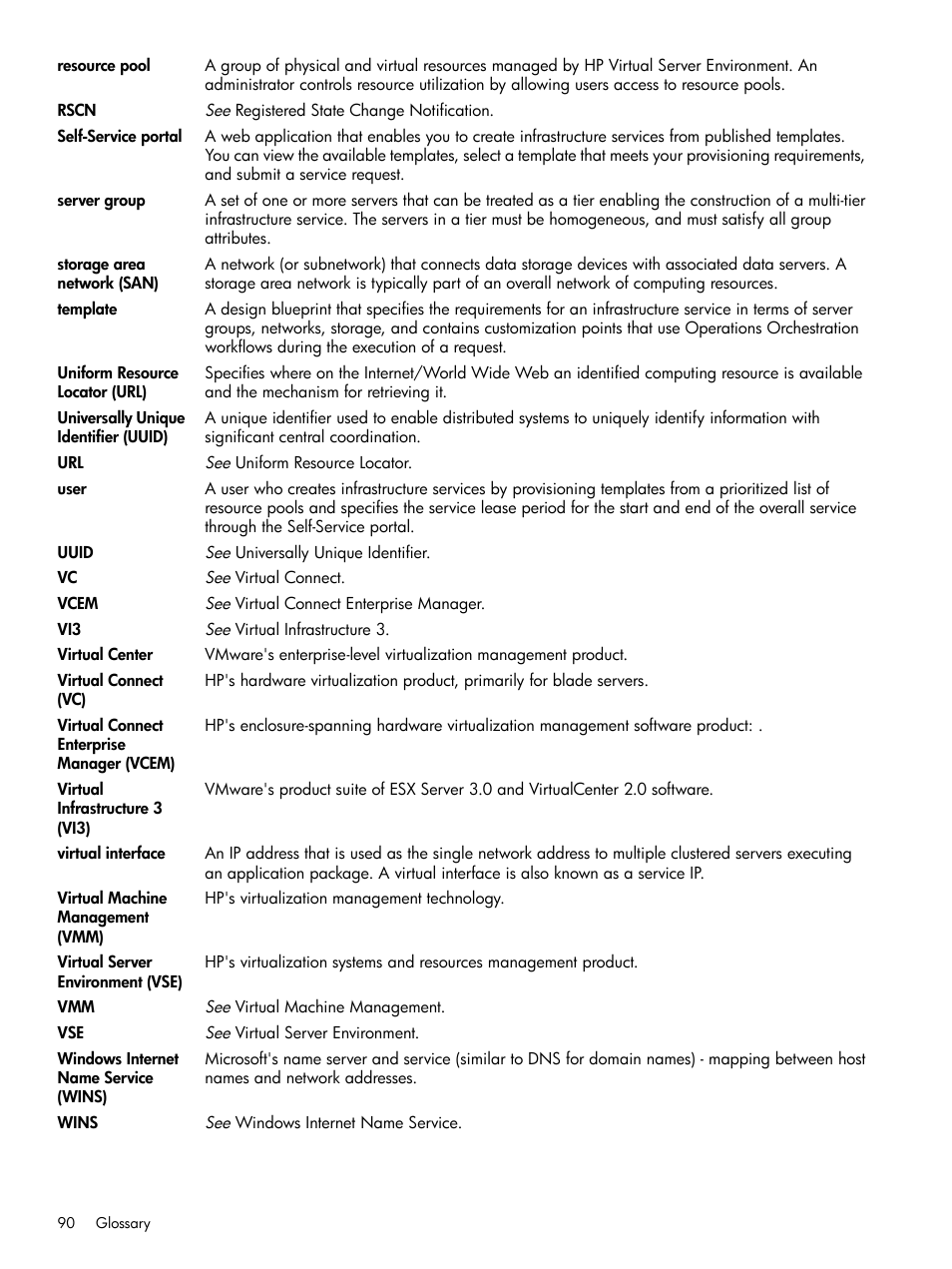 Resource pools, Template, Users | Templates, Resources | HP Matrix Operating Environment Software User Manual | Page 90 / 97