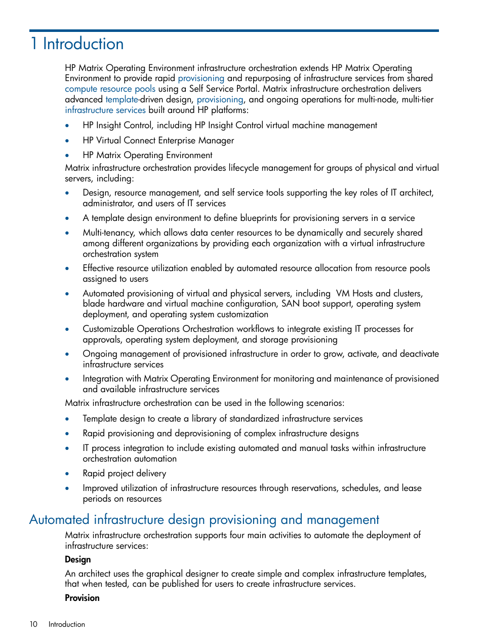 1 introduction | HP Matrix Operating Environment Software User Manual | Page 10 / 223